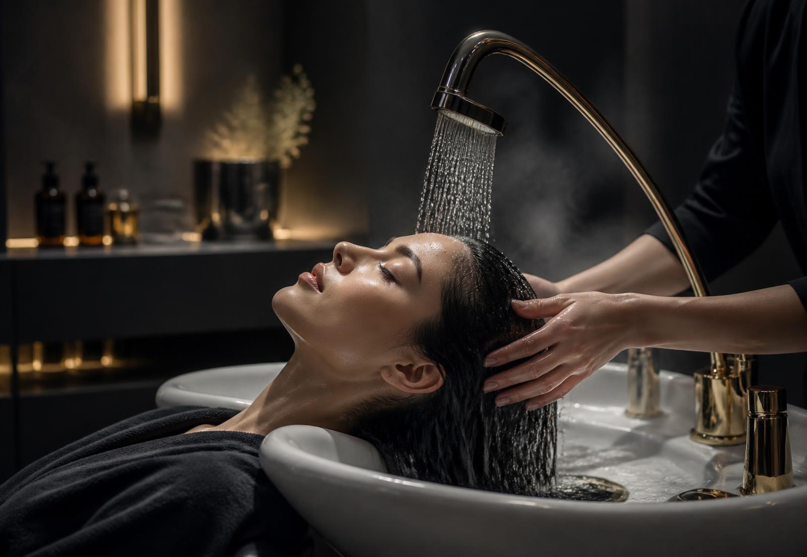 A guest receiving a luxury head spa cleansing ritual
